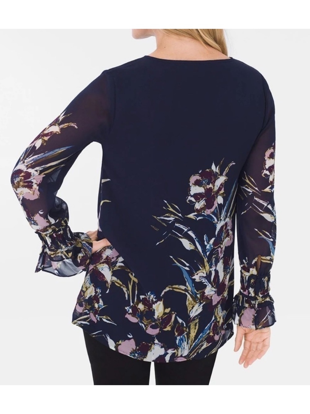 Chicos Birds Of Paradise Printed Blouse Top Size 4 US 20/22 XXL Fairy Floral - Picture 5 of 11